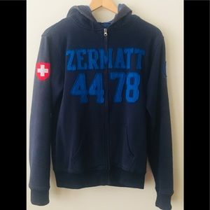 Zermatt cotton hoodie men’s small slim fit, or women’s medium.. Vintage 4478M